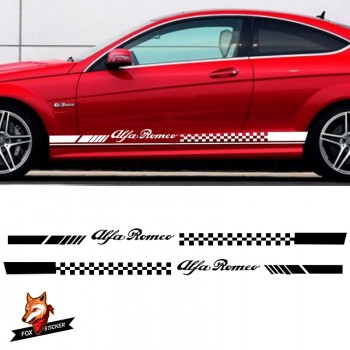 Car Stripes Flags Sport Styling Vinyl Car Classic Body Sticker for Alfa Romeo Vinyl Lower Door Decal Side Stickers Da-s004